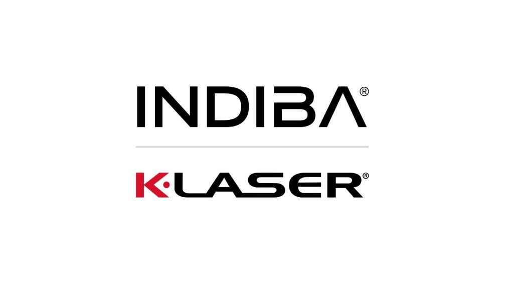 INDIBA and KLASER logos in black and red on a white background