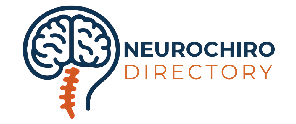 Neurochiro Directory logo with blue brain, orange spine icon, and text in blue and orange