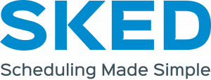 SKED logo in blue with the tagline “Scheduling Made Simple” below it