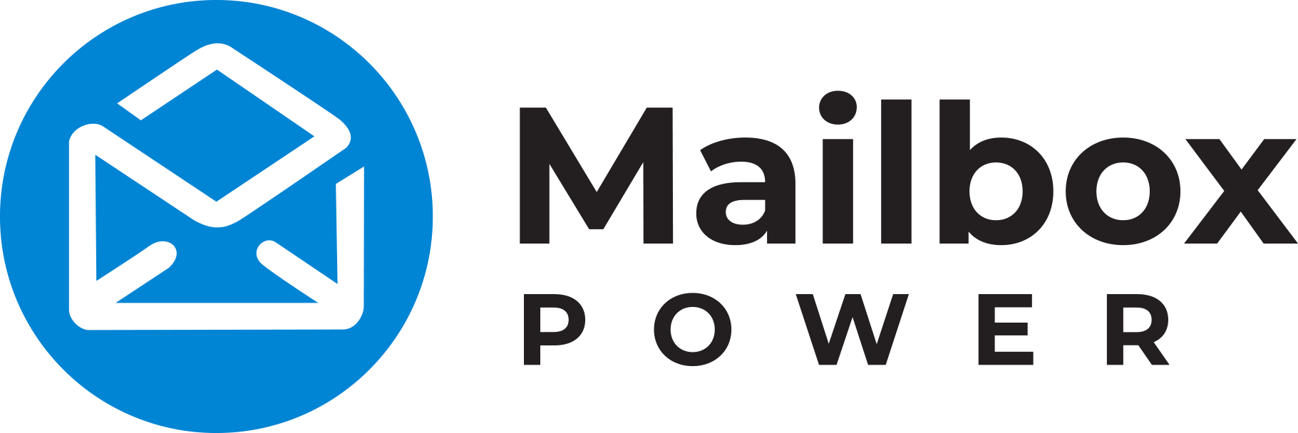 Mailbox Power logo with blue envelope icon and black text