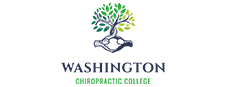 Washington Chiropractic College logo with stylized green tree and hands above the name