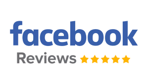 A facebook logo with five stars on it on a white background.