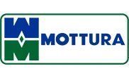 Logo for Mottura. Blue and green 