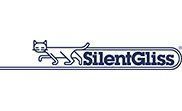Logo for SilentGliss: Stylized cat silhouette over text 