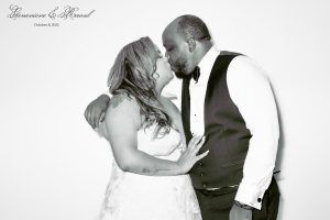 wedding photo booth with a couple