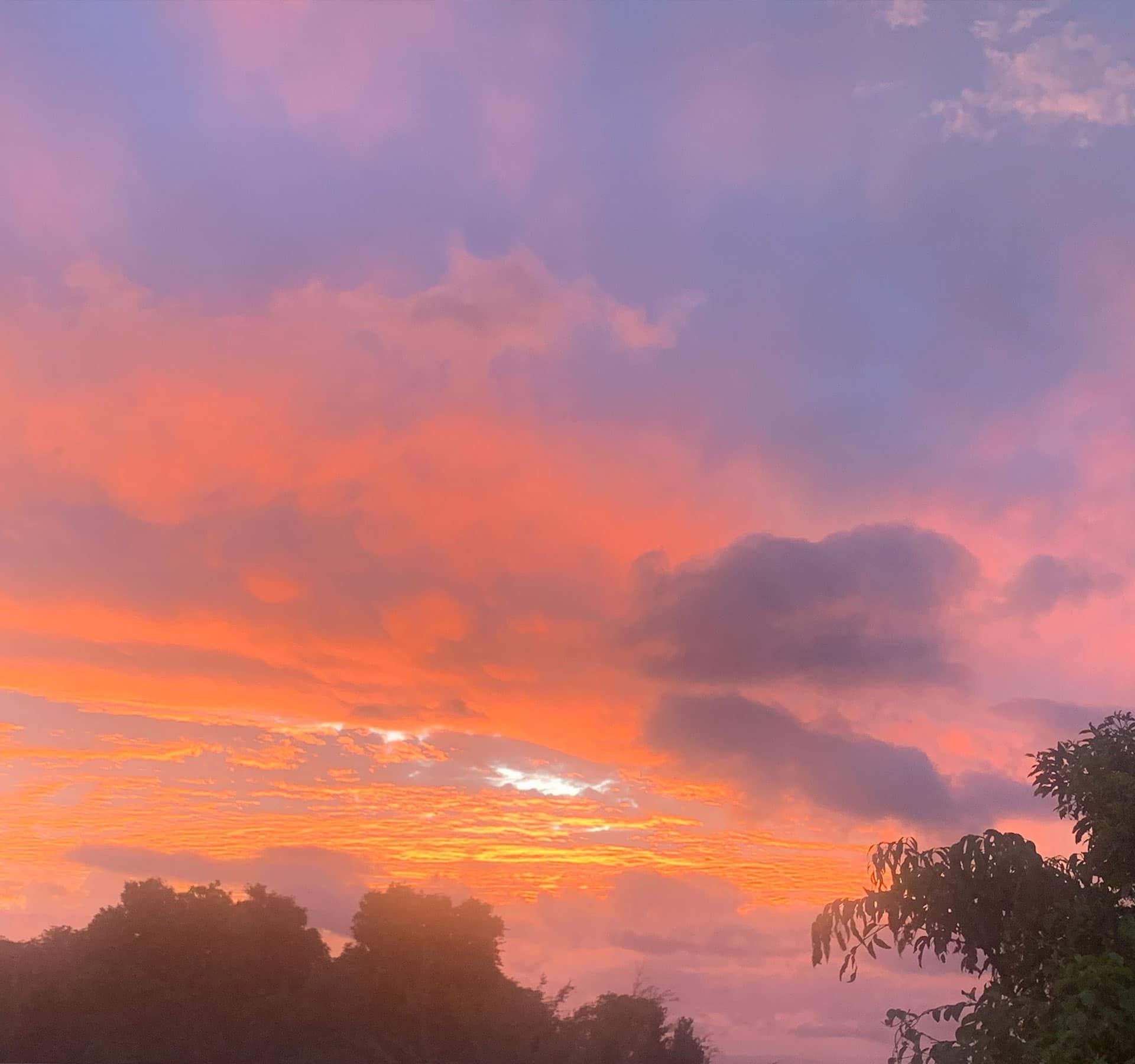 A Sunset With A Roof In The Foreground And Trees In The Background — My Energetic Craft In Morisset, NSW 