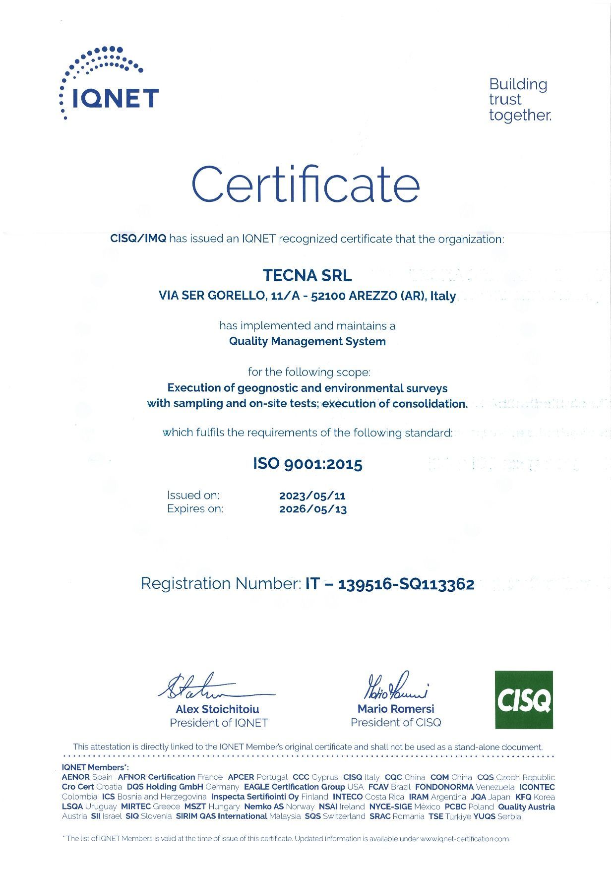 certificazione IQNET