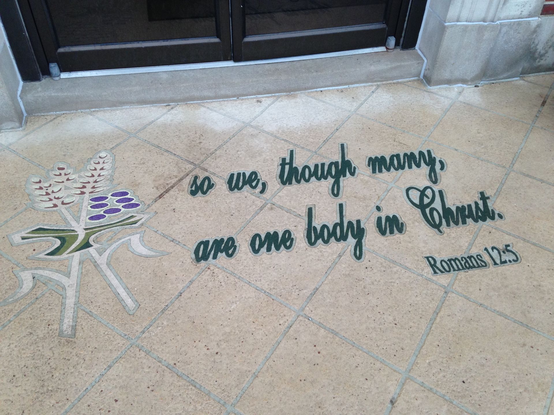Text on a sidewalk: 