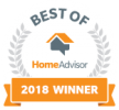 Best of HomeAdvisor 2018 Winner badge with orange ribbon and laurel wreath.