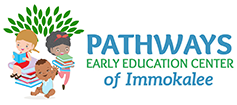 Logo with children reading books under a tree. 