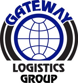 Gateway Logistics Group logo with blue globe and text on a black and white background.
