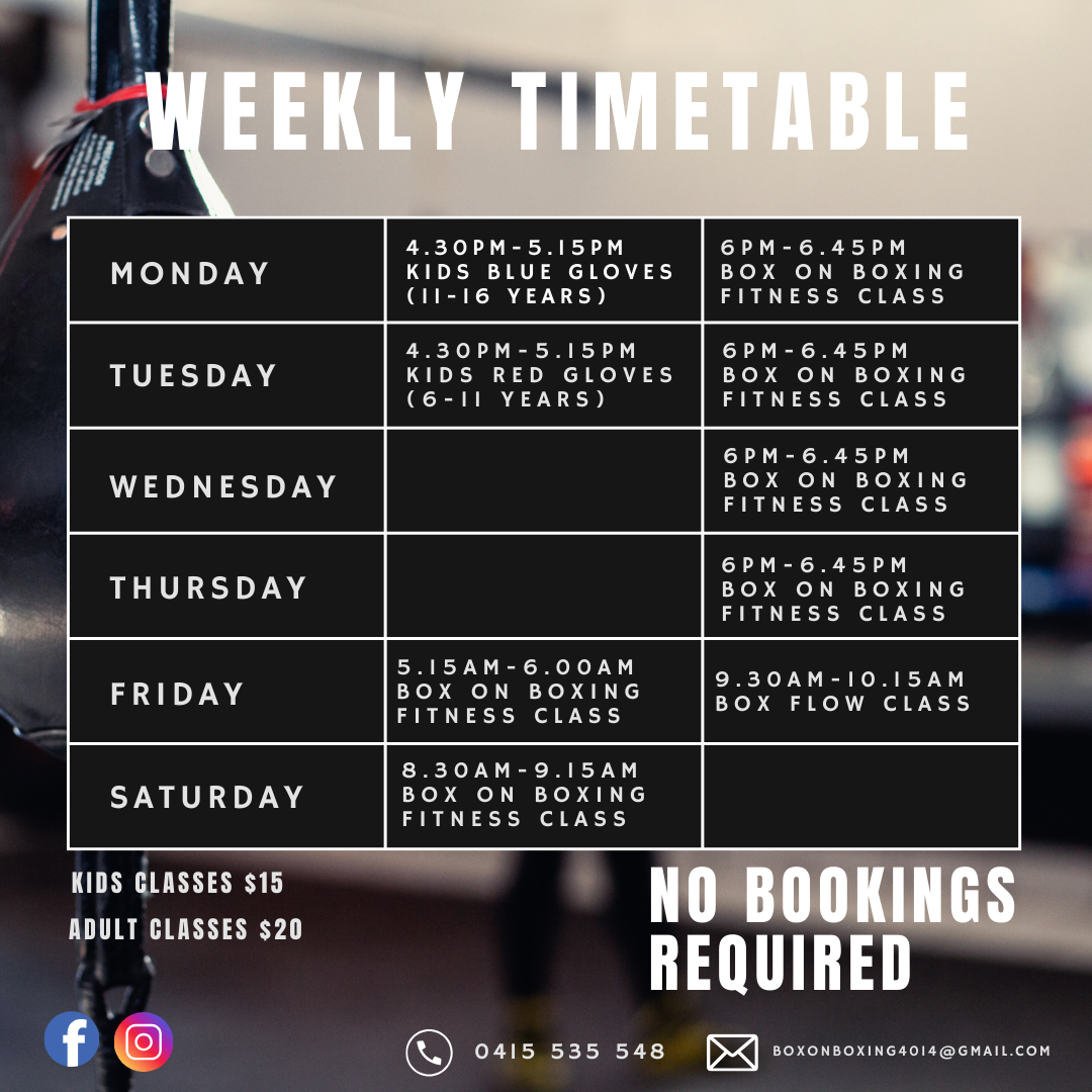 Box On Boxing Timetable