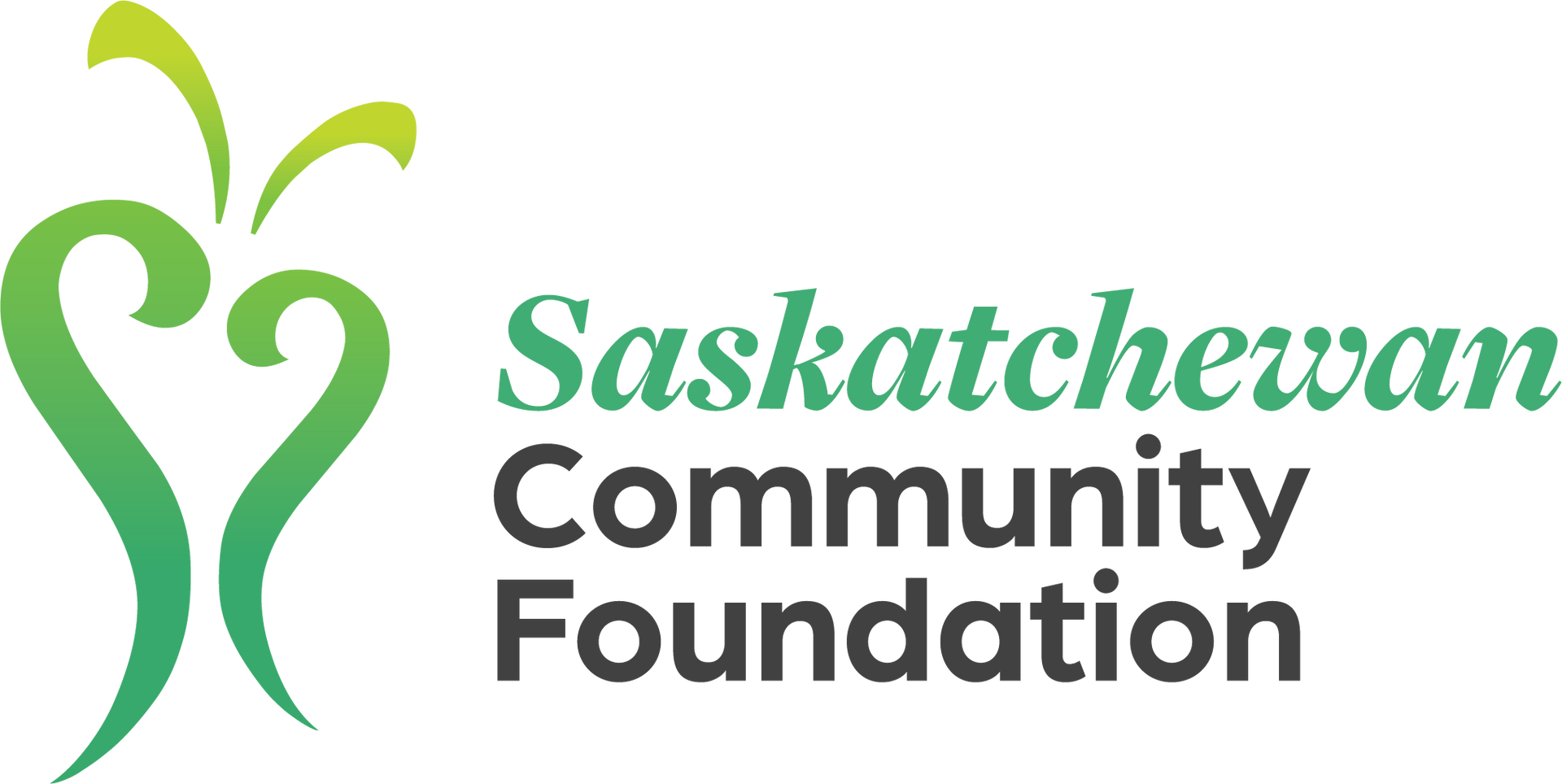 The logo for the south saskatchewan community foundation is green and yellow.