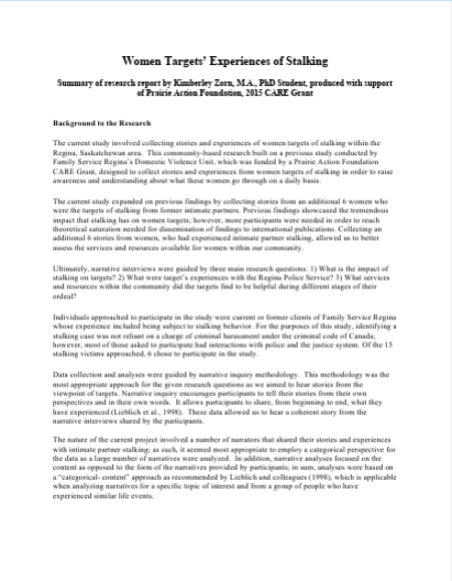 A research summary document titled