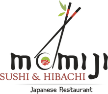 Miya Japanese restaurant logo with chopsticks, sushi bowl, and the words “Sushi & Hibachi” and “Japanese Restaurant”