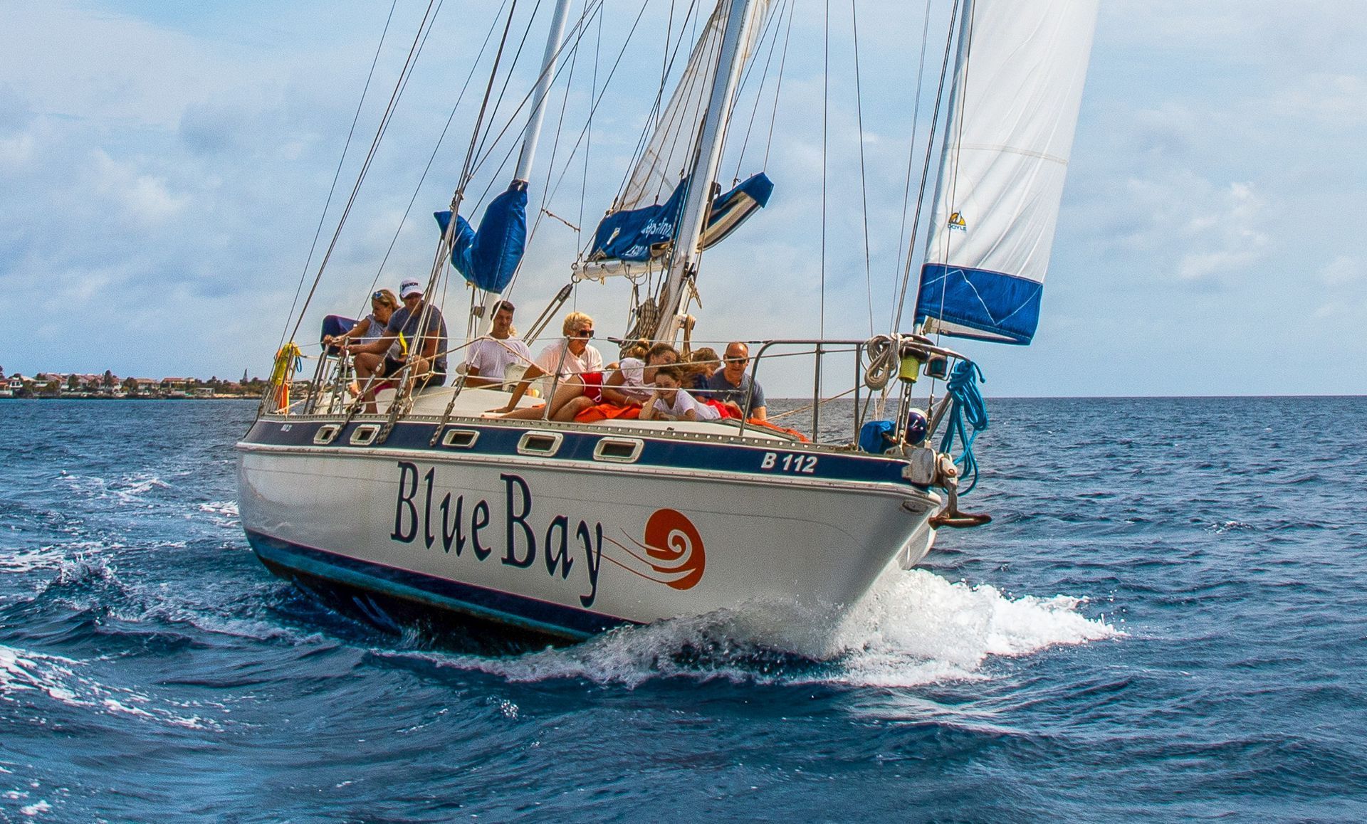 Sailboat on Caribbean Sea near Bonaire. Snorkeling Tour Bonaire