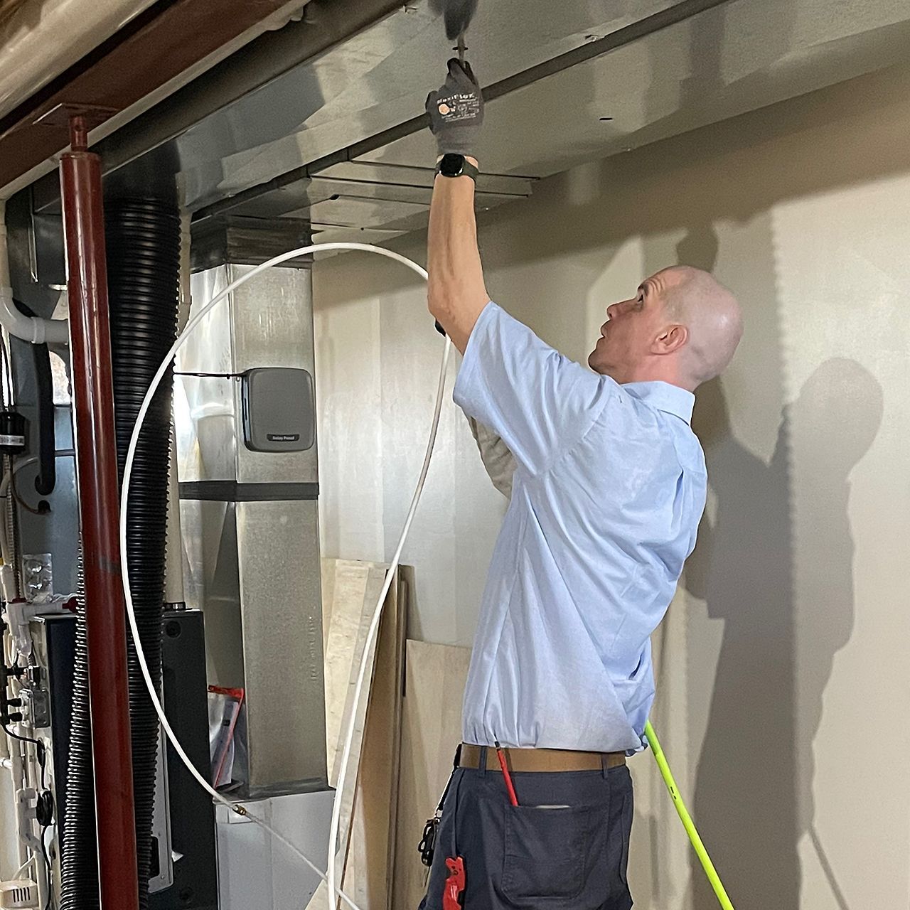 Gorjanc Home Services performs a visual inspection of the ducts leading to the return and supply registers.