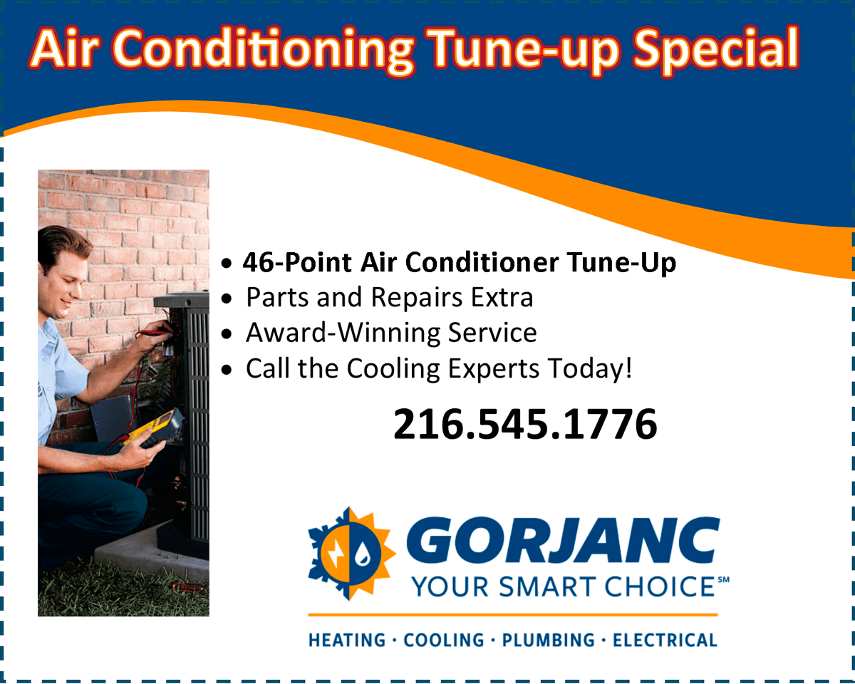 An advertisement for gorjanc air conditioning tune-up special