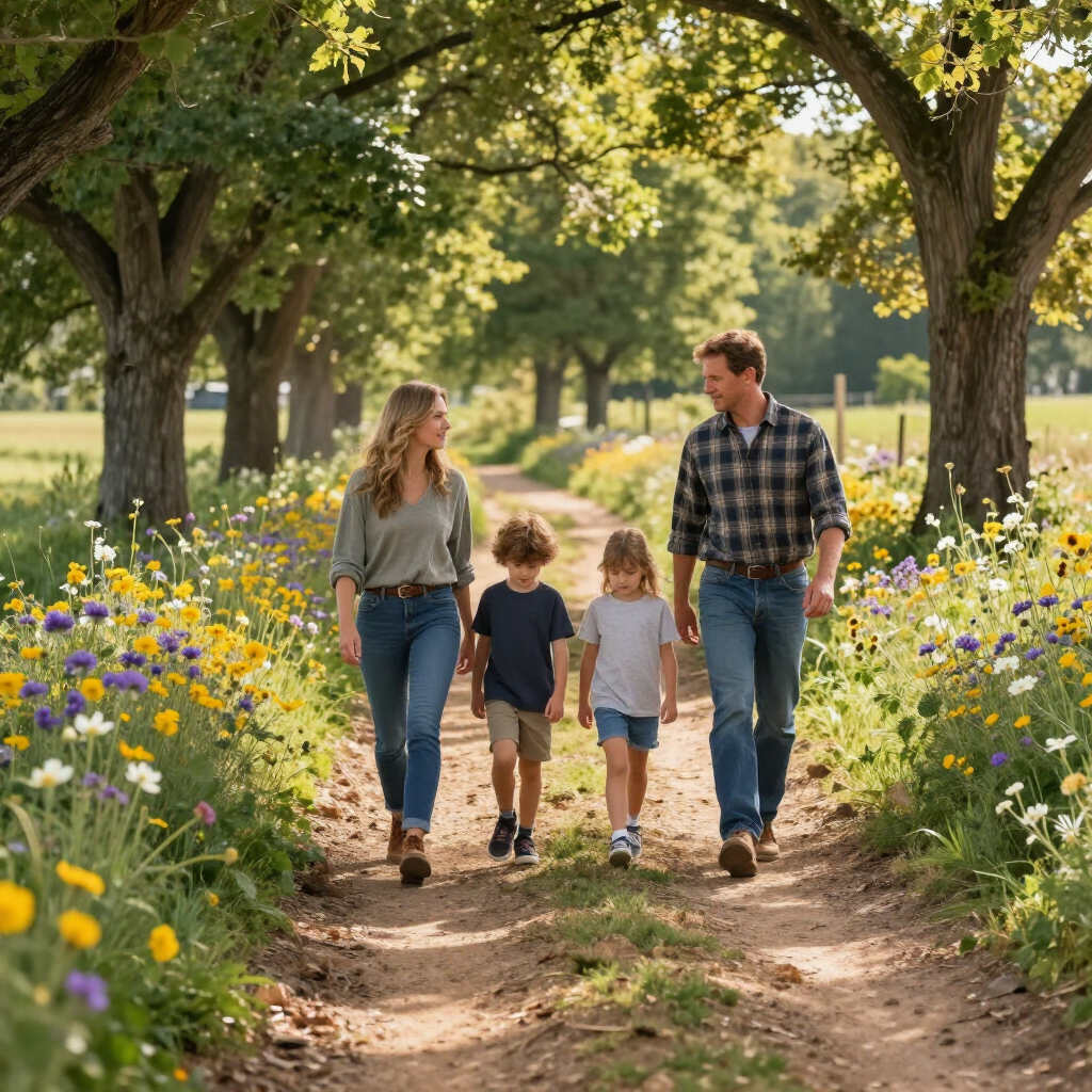 walking through wildflowers