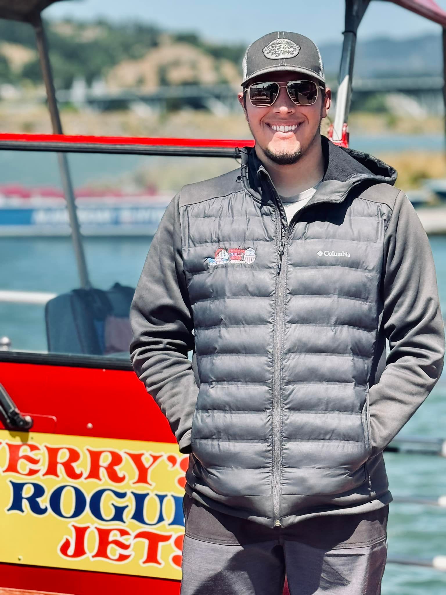 a person in front of a jet boat