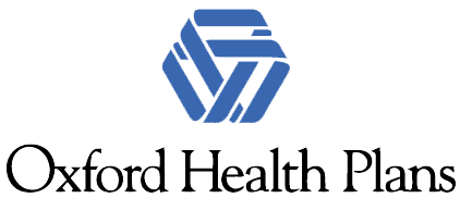 Logo of Oxford Health Plans: blue interwoven shapes above the company name.