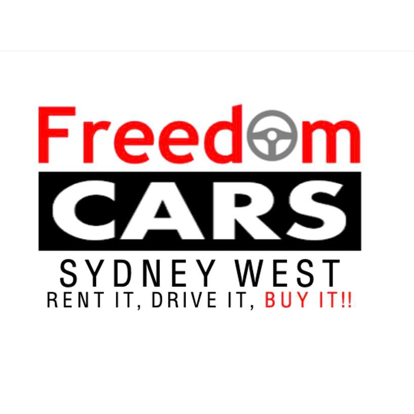Freedom Cars Sydney West logo with red and black text and the slogan “Rent it, drive it, buy it!!”