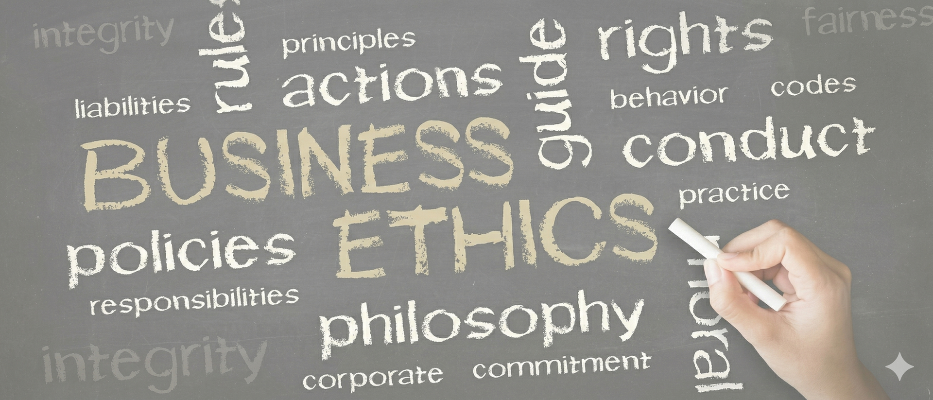 文章主圖以 business ethics 關鍵字呈現企業誠信治理意象，說明企業選擇真言堂協助建立檢舉制度時，可結合專業調查、外部溝通、員工法律諮詢、誠信培訓與吹哨者保護機制，作為企業防弊、法遵治理與