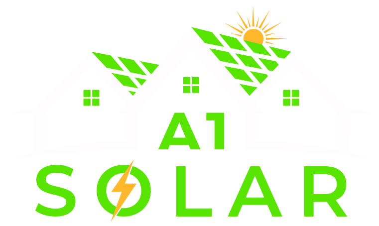 A1 Solar logo with transparent background designed for dark or black backgrounds