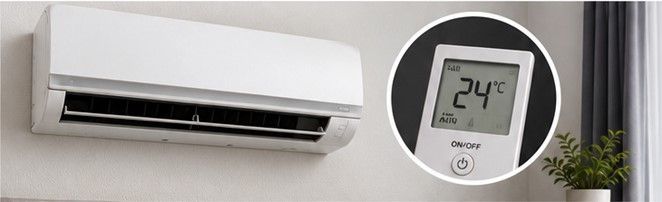 Minisplit mural y control remoto a 24 °C