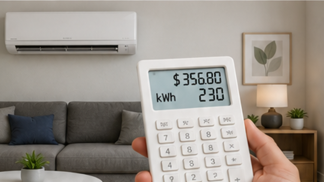 Minisplit residencial y calculadora con consumo en kWh