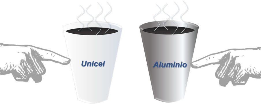 Representación del calor específico por medio de un vaso de unicel y uno de aluminio.