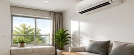 Habitación con minisplit, cortinas y buena entrada de luz, donde el aislamiento y el control solar influyen en el consumo eléctrico