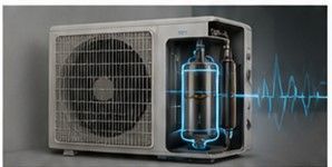 Visualización del compresor Inverter y su control de velocidad variable para adaptar la capacidad de enfriamiento a la demanda del espacio.