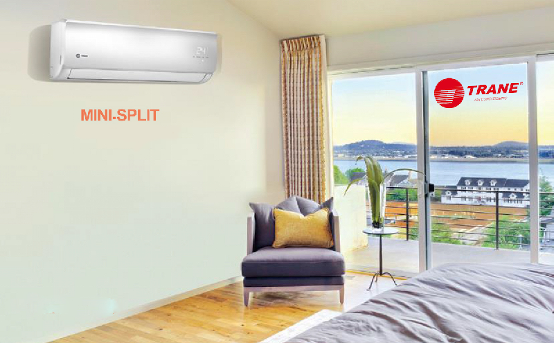 Minisplit inverter  color blanco  marca trane en habitación para playas. Equipo recomendado para playas