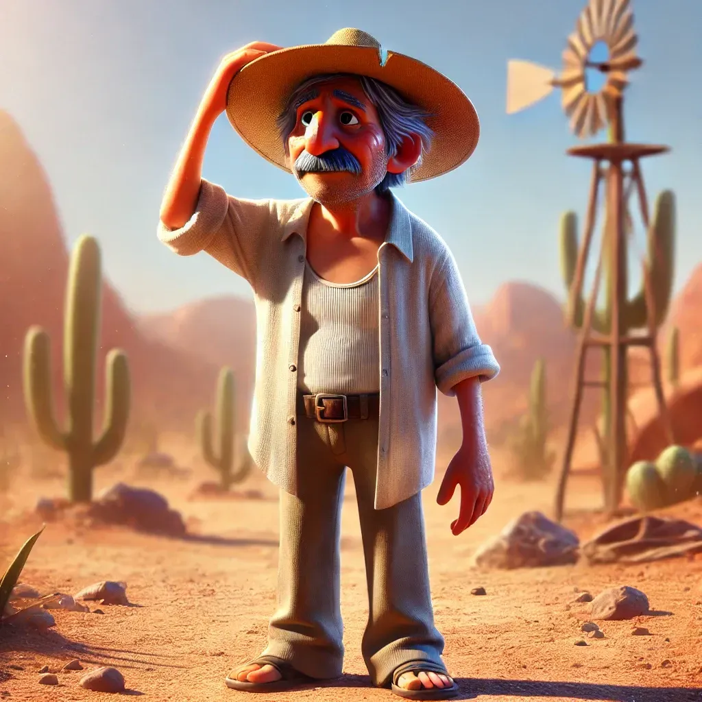 Una hombre vestido con ropa ligera, holgada y de colores claros, junto con un sombrero y usando protector solar.
