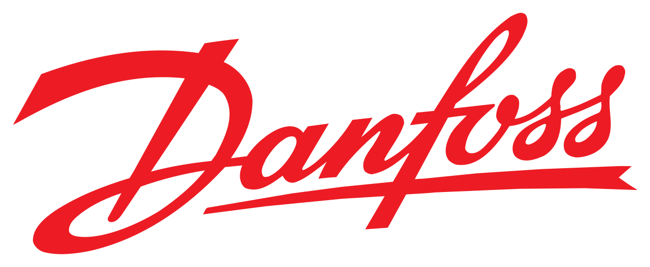 Un logotipo de Danfoss rojo sobre un fondo blanco.