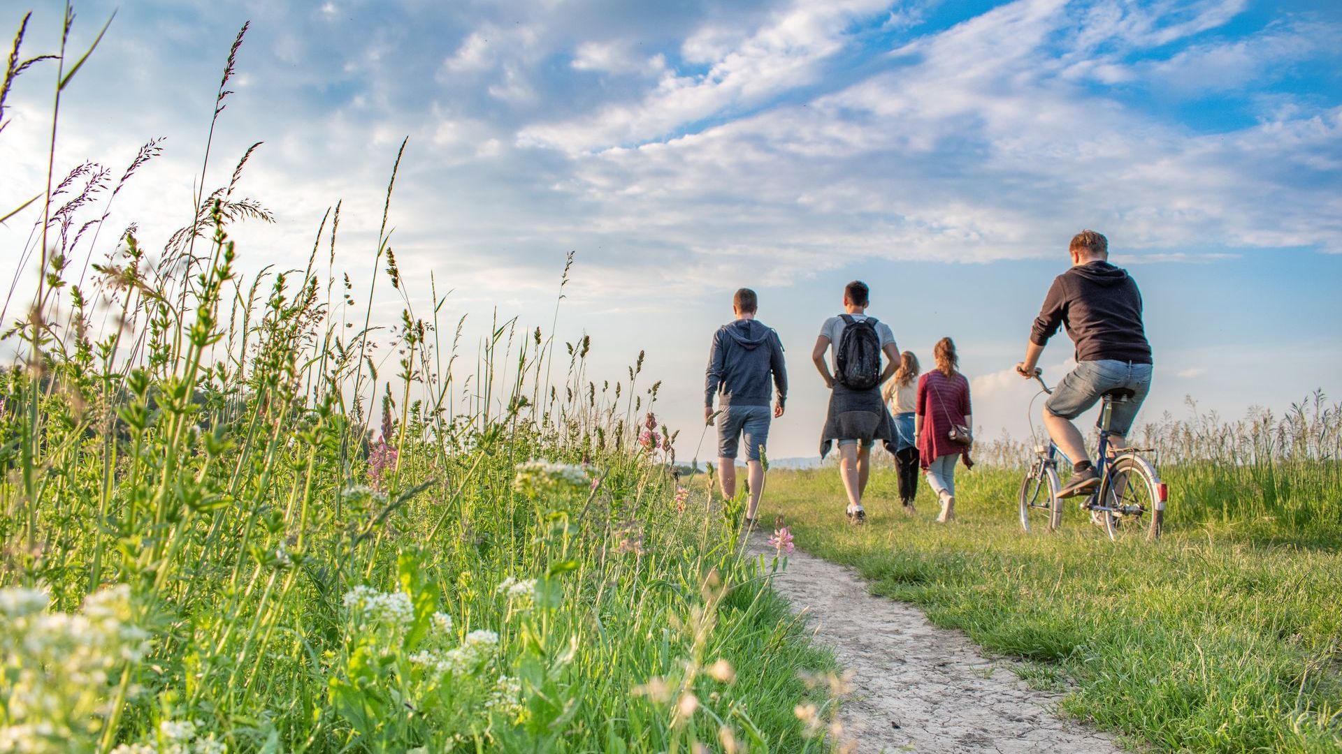 group of people on a hike