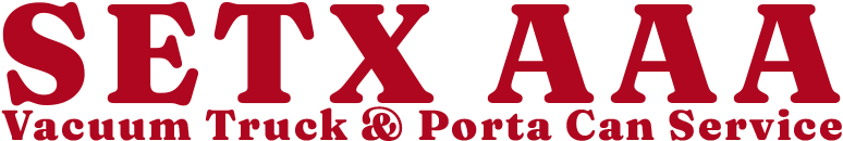SETX AAA Vacuum Truck & Porta Can Service logo in red text on a white background