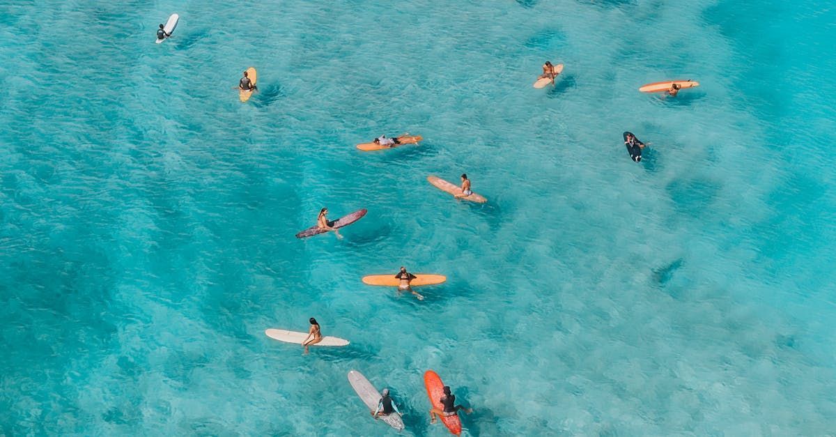 A group of people are riding surfboards in the ocean.
