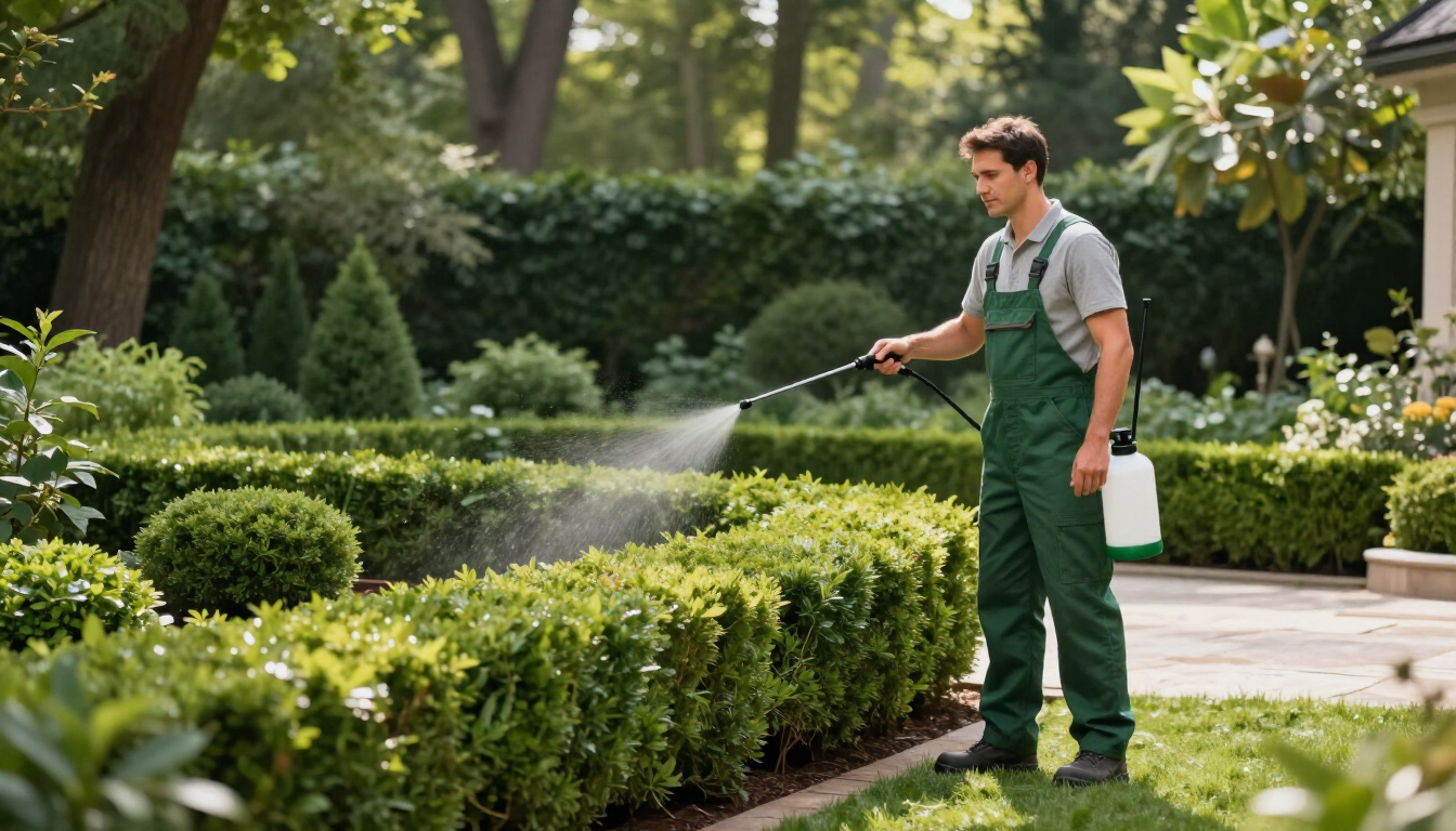 Professional landscaping pest control application