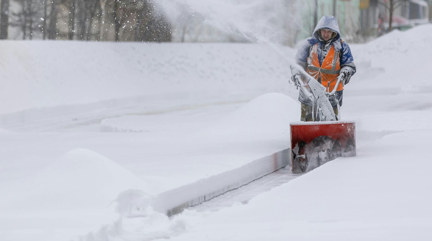 Snowplowing a sidewalk
