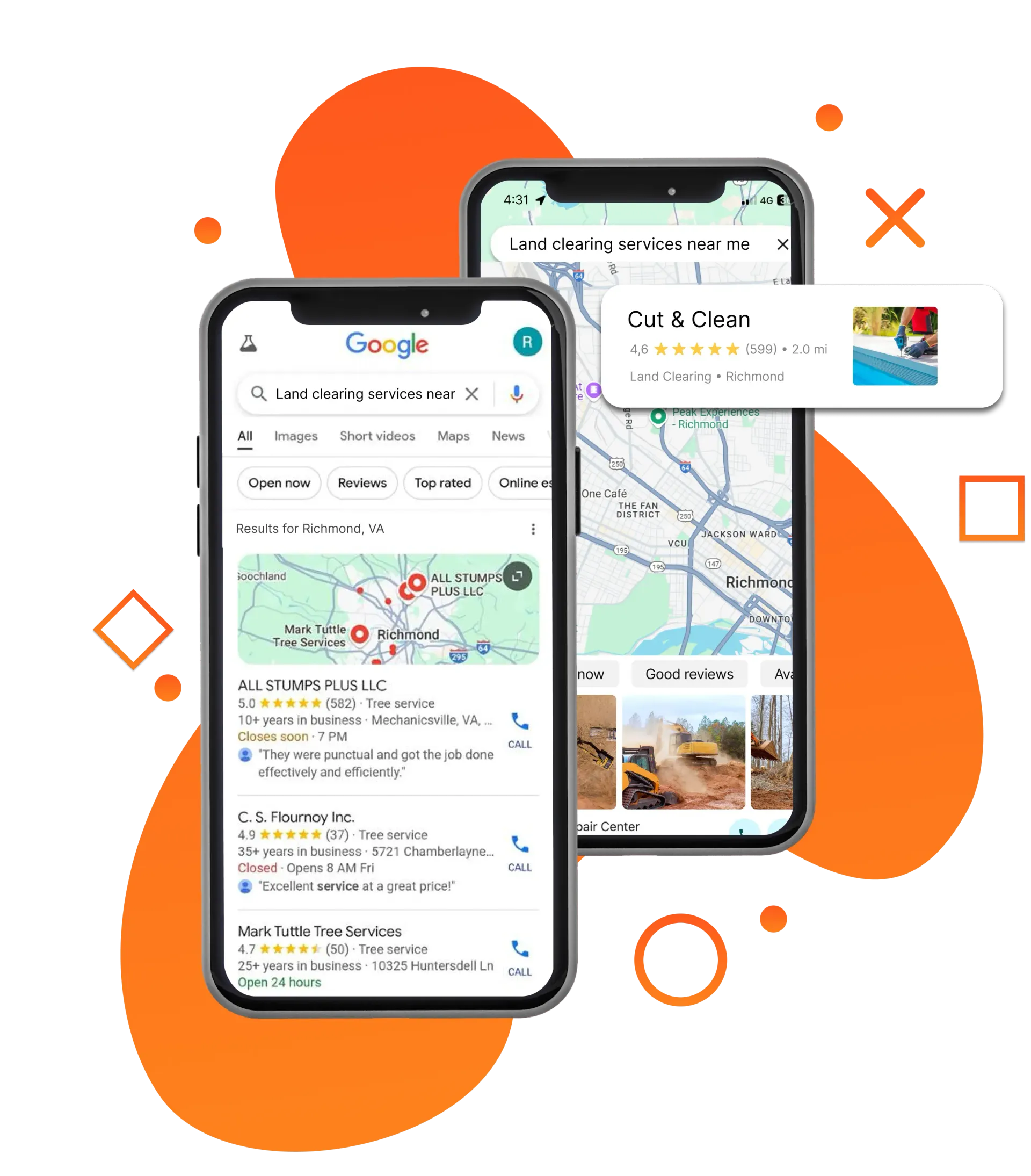 A cell phone is open to a google search page.