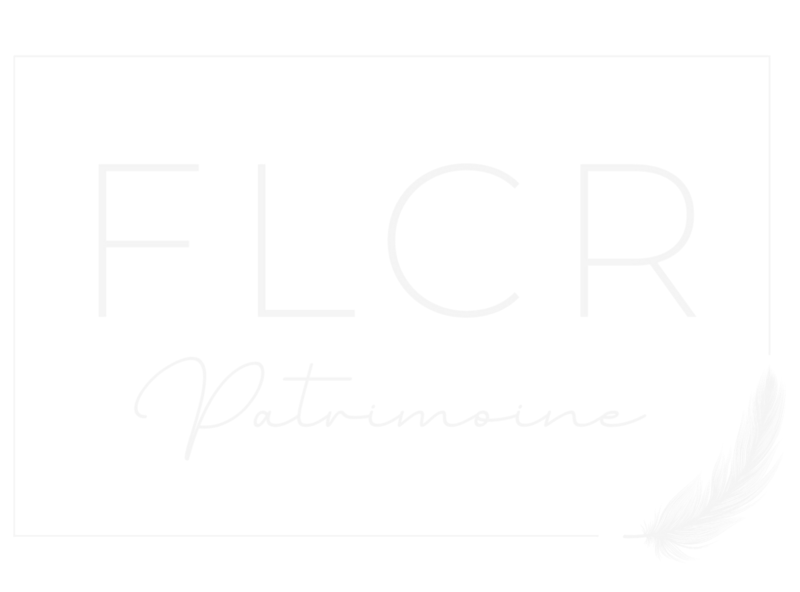 Logo FLCR avec l'inscription « Patrimoine » et une plume.