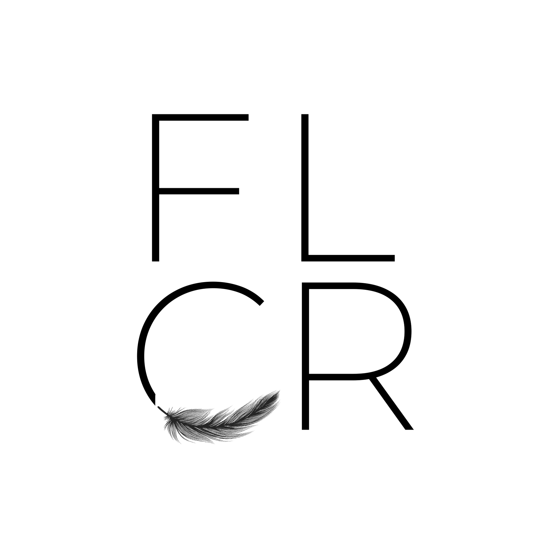 Logo comportant le mot « FLCR », un « c » minuscule orné d’une plume.