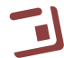Brown logo with a square inside a stylized shape.