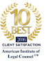 "10 Best" award logo from American Institute of Legal Counsel; gold laurel wreath surrounds text.