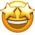 Smiling yellow face emoji with star-shaped eyes and broad grin