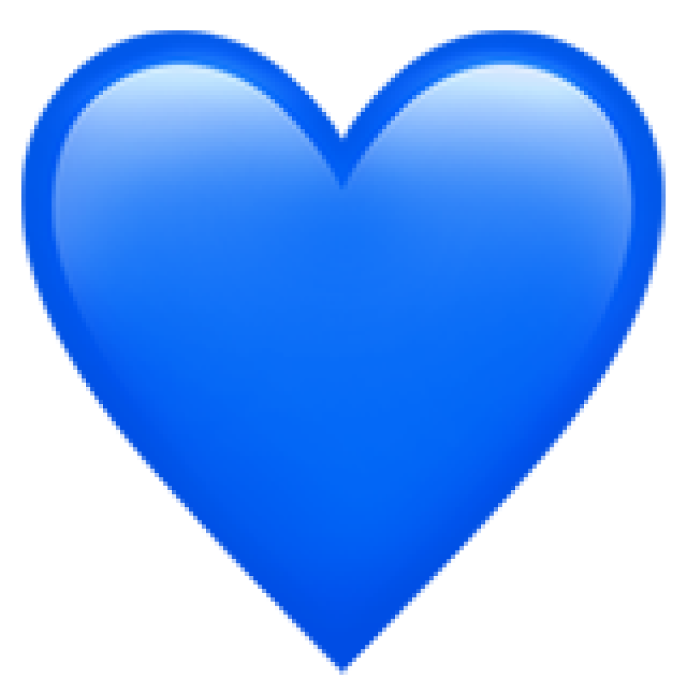 Blue heart icon with a glossy gradient and darker outline