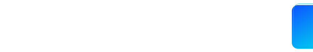 White background with a small blue gradient rounded square button in the top-right corner.