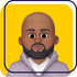 Stylized bald bearded avatar on a yellow background with purple border